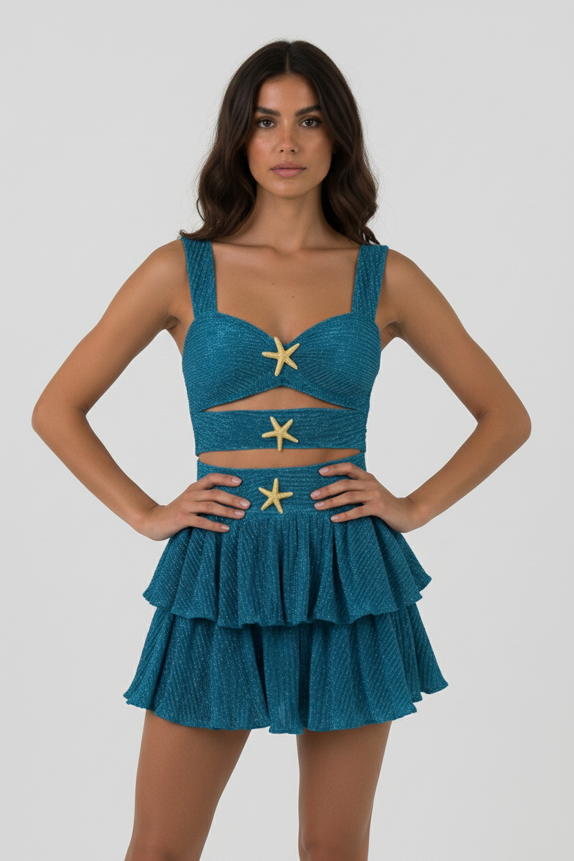 Minivestido Estrella - Teal frontal